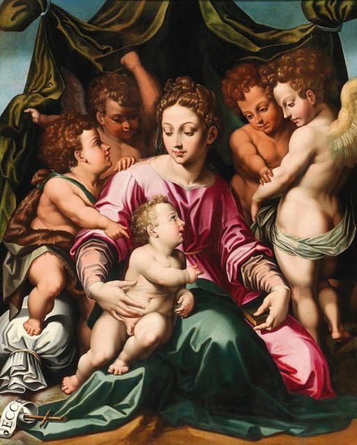 圣母子与婴儿圣约翰浸信会和天使