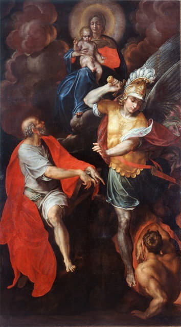 Giovanni Ambrogio Figino - Madonna and Child and St. John the Evangelist and St. Michael