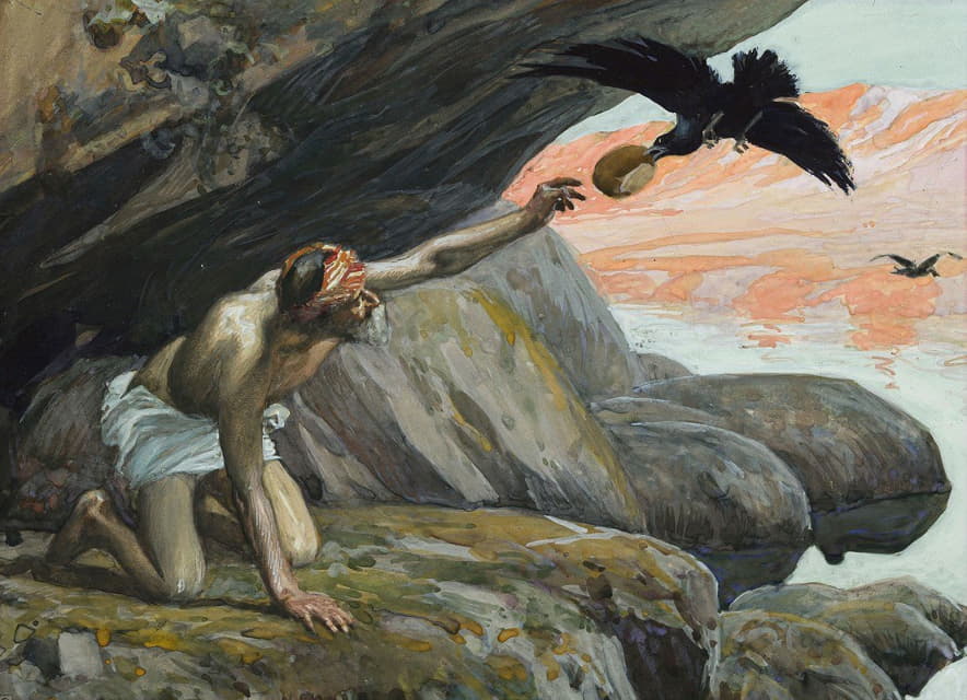 James Tissot - Elijah Fed by the Ravens