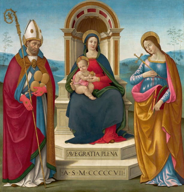 Bastiano Mainardi - Madonna And Child With St. Justus Of Volterra And St. Margaret Of Antioch