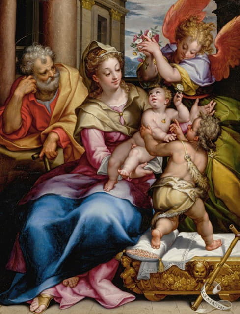 Denys Calvaert - The Holy Family With Saint John The Baptist And An Angel
