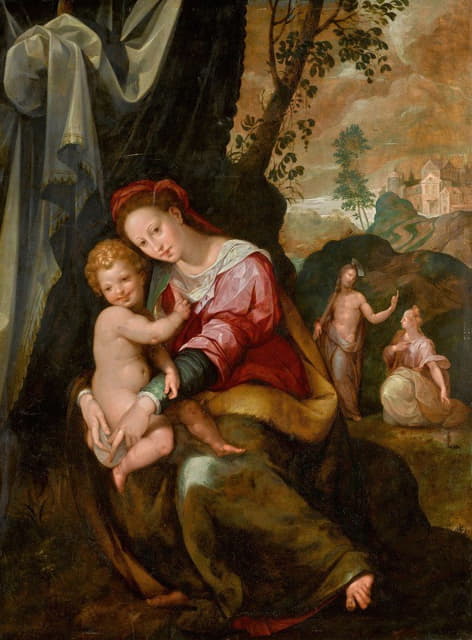 Girolamo Macchietti - Madonna And Child, with Noli Me Tangere Beyond