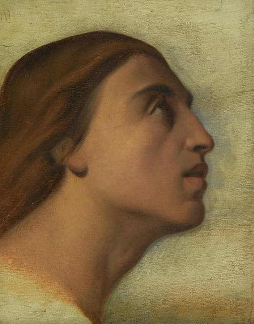 Jean-Hippolyte Flandrin - A Study Of The Head Of Saint John The Evangelist In Profile