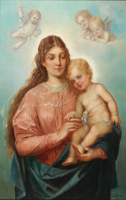 Hans Zatzka - Madonna With Christ Child And Putti