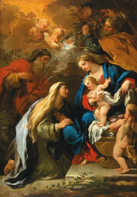 Luca Giordano - The Holy Family With Saints Anne And Joachim