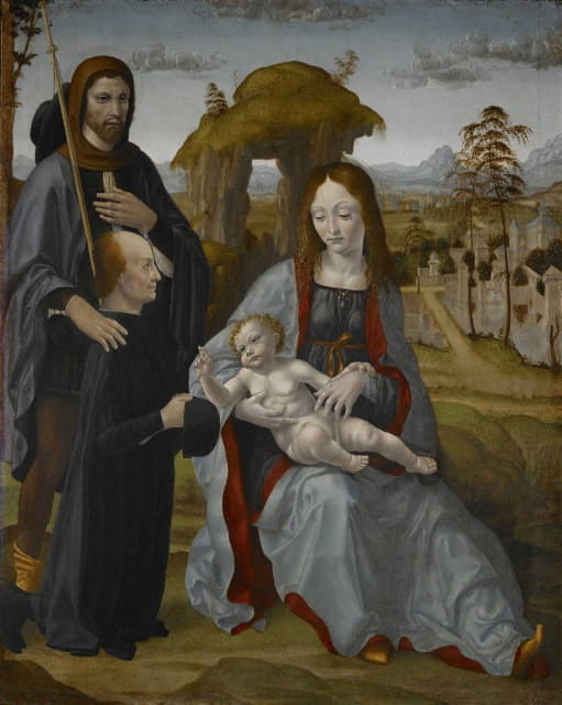 Master of the Sforza Altarpiece - Madonna and Child with Saint and a Donor