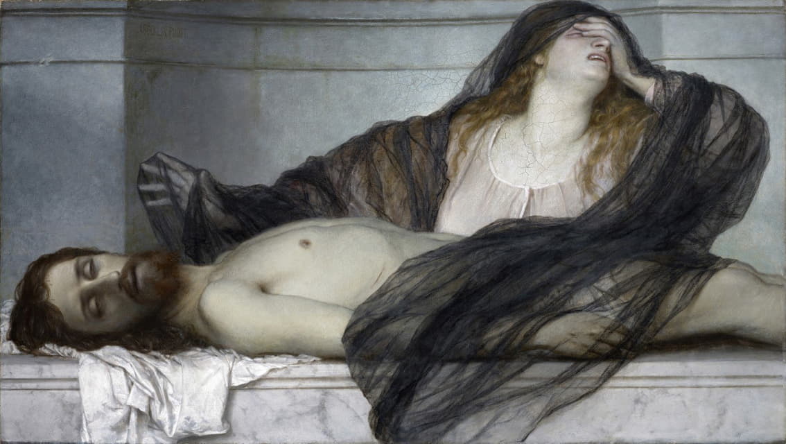 Arnold Böcklin - Magdalene Grieving over the Body of Christ