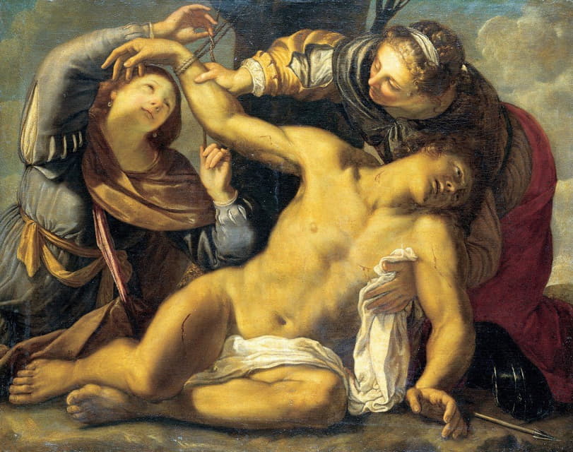 Carracci School - Saint Sebastian Being Cured by Saint Irene and a Servant