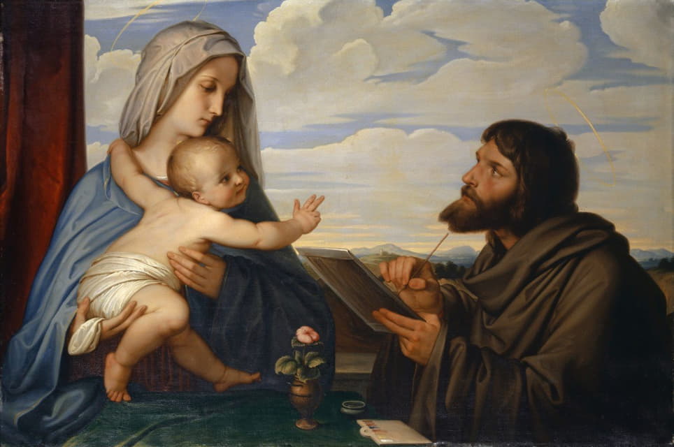 Edward Von Steinle - Saint Luke Painting the Virgin
