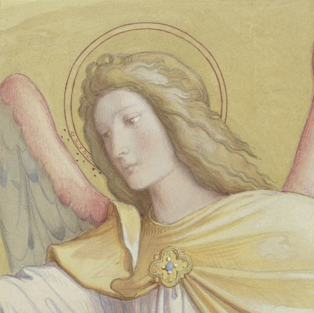 Edward Von Steinle - Bust of an angel