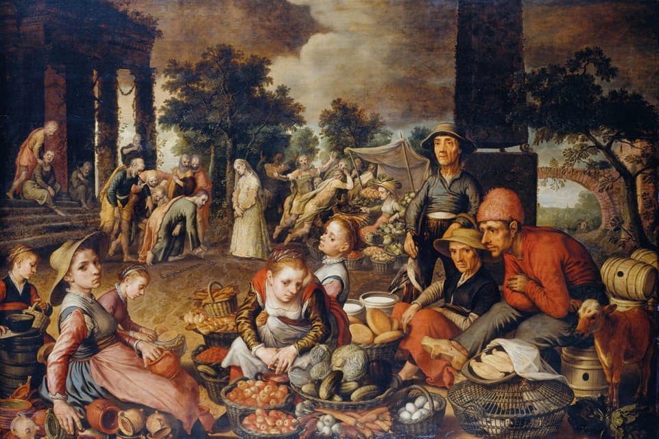 Pieter Aertsen - Market Scene with Christ and the Adulteress