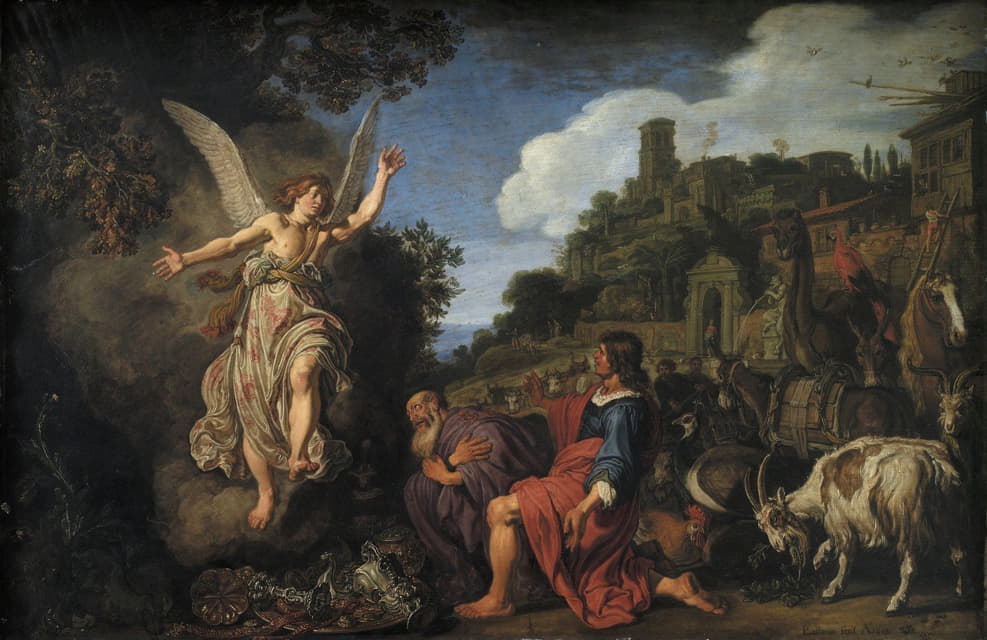 天使拉斐尔告别了老托比特和他的儿子托比亚斯