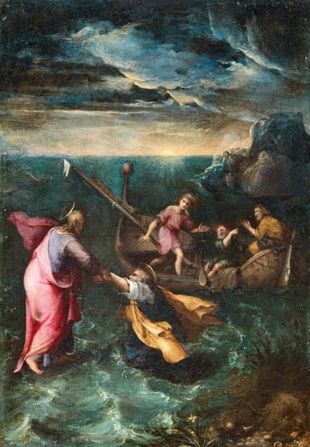 Circle of Gerolamo Muziano - Christ calming the storm on the Sea of Galilee