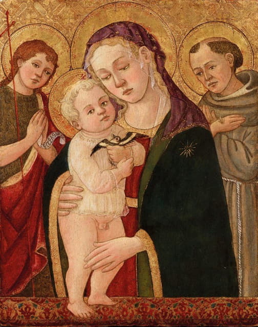 Domenico di Zanobi - Madonna and Child with Saint John the Baptist and Saint Francis