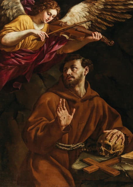 Francesco Cozza - Saint Francis being comforted by an Angel