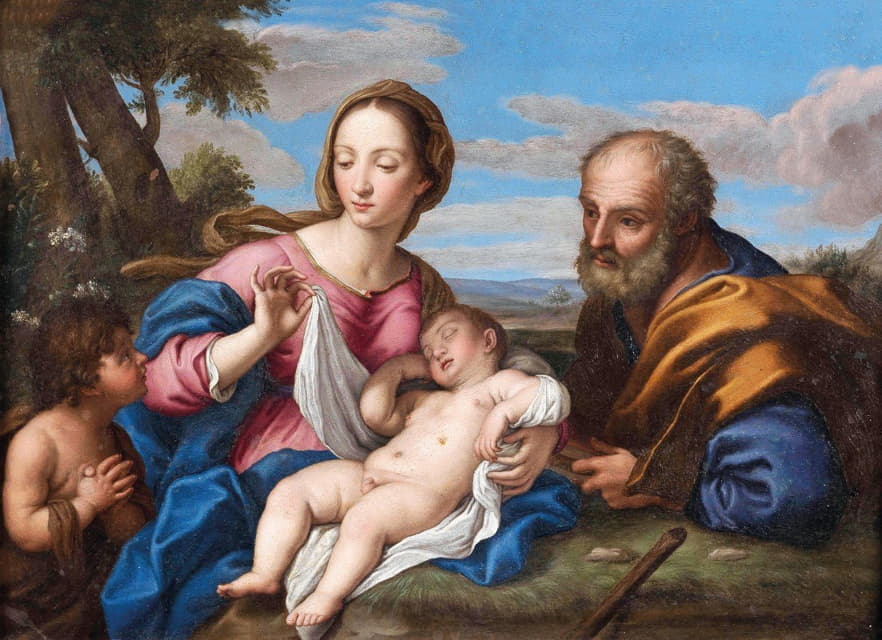 Giovanni Battista Salvi da Sassoferrato - The Holy Family with the Infant Saint John the Baptist