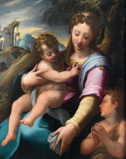 Girolamo Macchietti - Madonna and Child with the Infant Saint John the Baptist