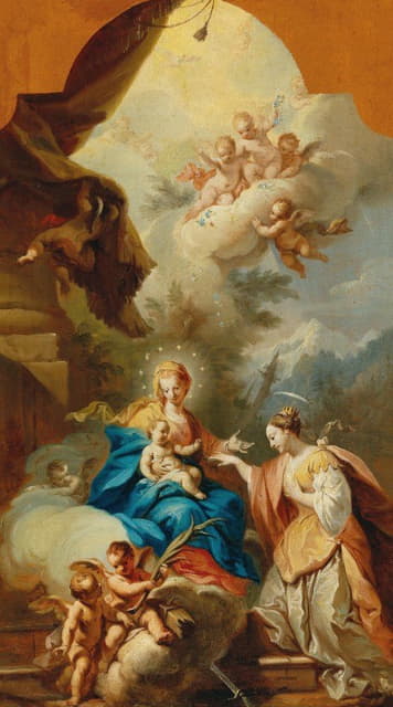 Johann Georg Grasmair - The Mystical Marriage of Saint Catherine