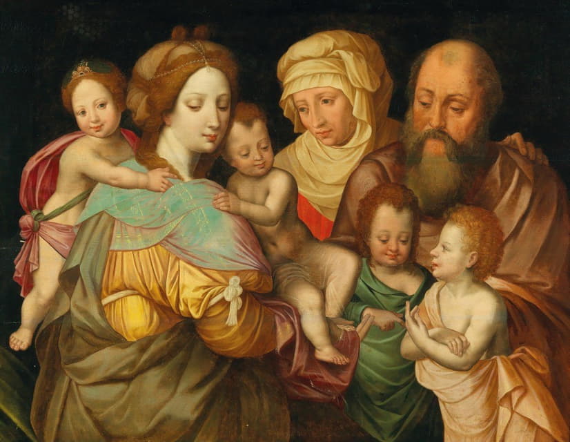神圣的亲属关系，安娜和约阿希姆与玛丽亚·克里奥法斯和她的四个儿子