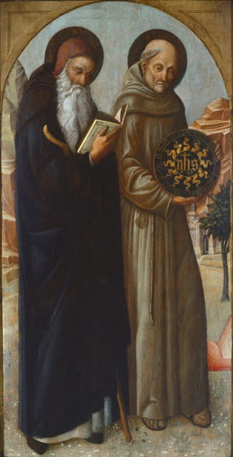 Jacopo Bellini - Saint Anthony Abbot and Saint Bernardino of Siena