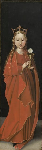 Master of the Starck Triptych - Saint Barbara (left wing exterior)