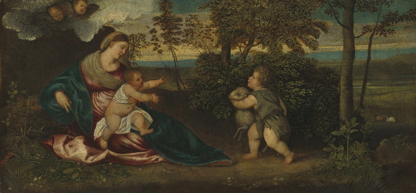 Polidoro Lanzani - Madonna and Child and the Infant Saint John in a Landscape