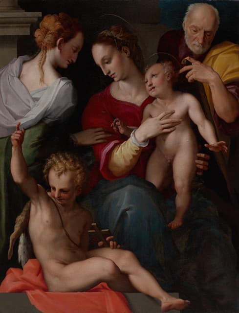 Tommaso d'Antonio Manzuoli - Holy Family with the Mystic Marriage of Saint Catherine