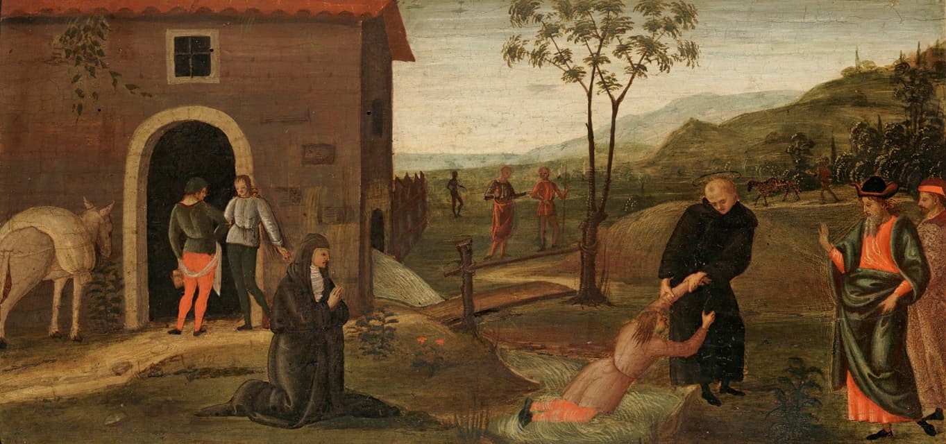 circle of Pietro Perugino - Saint Nicholas of Tolentino Rescuing a Boy from Drowning
