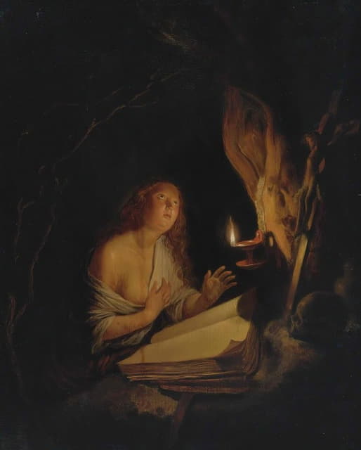 Gerrit Dou - The Penitent Magdalene By Candlelight