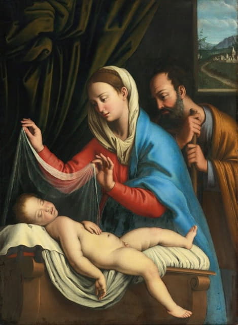 Giovanni Battista Salvi da Sassoferrato - The Virgin And Saint Joseph With The Sleeping Christ Child