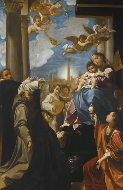 圣母玛利亚和圣婴与天使、圣多米尼克、圣弗朗西斯、抹大拉和一位女性捐赠者一起登基；巴杰里尼圣母玛利亚