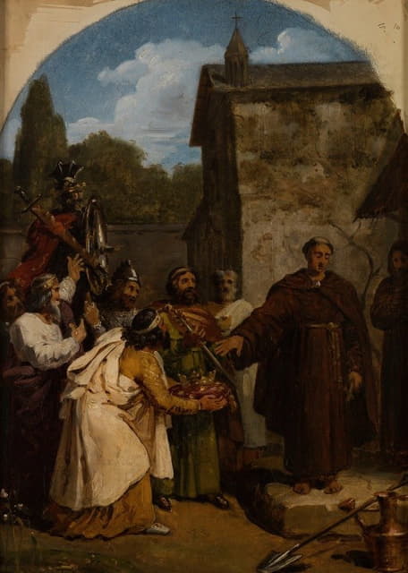 François-Louis Dejuinne - Saint Fiacre refusing the crown of Scotland