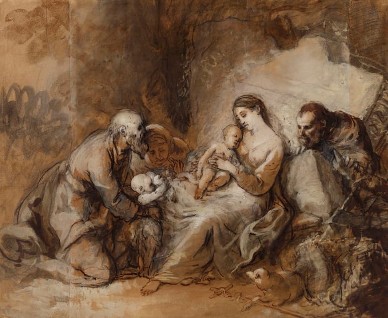 Johann Anton de Peters - La Sainte Famille avec saint Jean-Baptiste, sainte Elisabeth et saint Zacharie