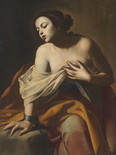 Massimo Stanzione - Female saint, her right arm bound in chains