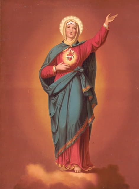 带心形徽章的圣母玛利亚