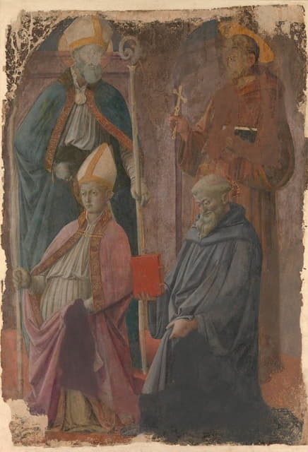 Filippo Lippi - Saints Augustine and Francis, a Bishop Saint, and Saint Benedict