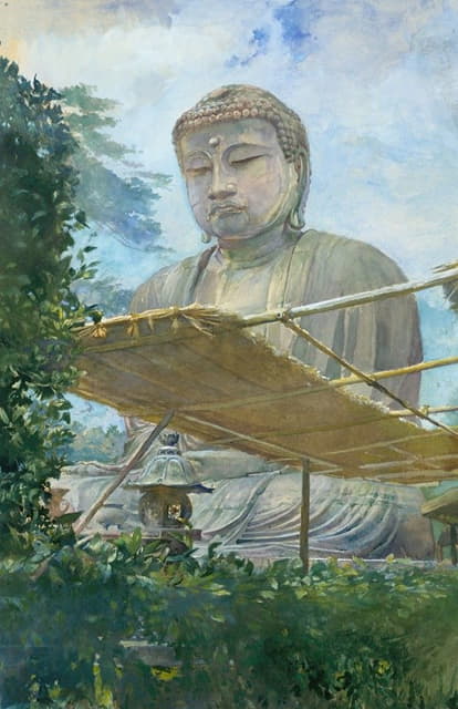 镰仓弥陀佛的伟大雕像，被称为大布苏，来自牧师花园