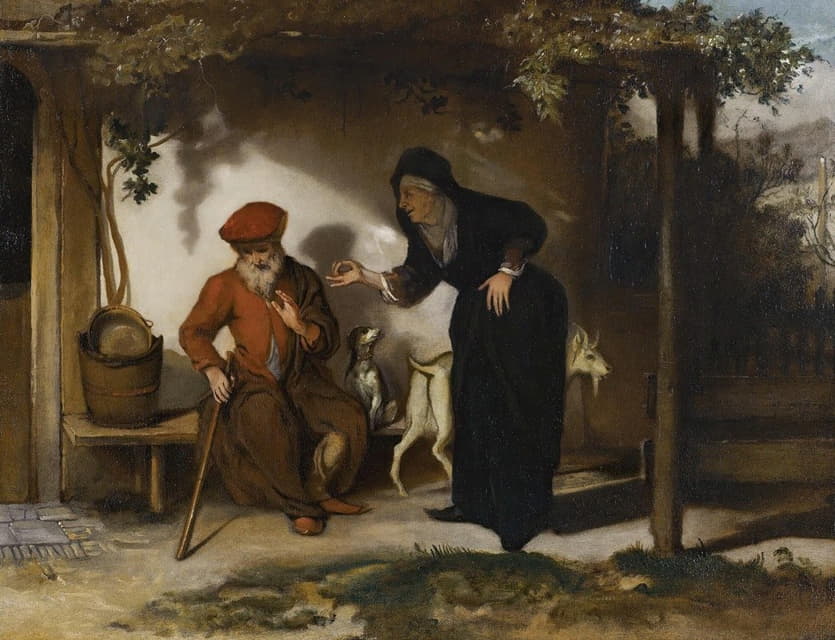 Barent Fabritius - Tobit And His Wife Anna With A Goat