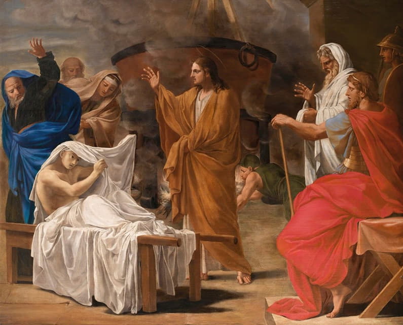 Circle of Eustache Le Sueur - The Christ raising the son of the widow of Naim from the dead