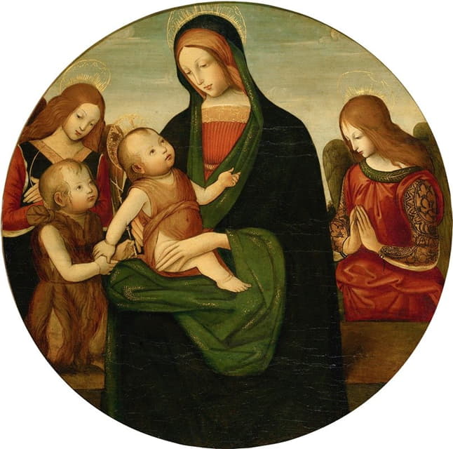 Master of the Greenville Tondo - Madonna And Child With The Young Saint John The Baptist And Two Angels