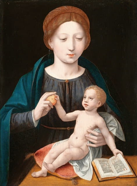 Master of the Female Half-Lengths - The Virgin And Child With An Apple And An Open Book