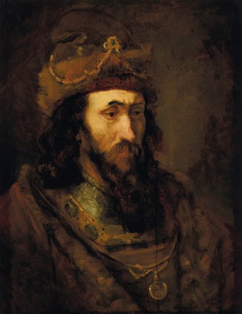 Follower of Rembrandt van Rijn - Head of an Old Testament king