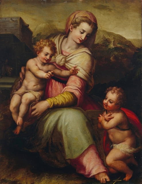 Giovanni Battista Naldini - Madonna and Child with the infant Saint John the Baptist