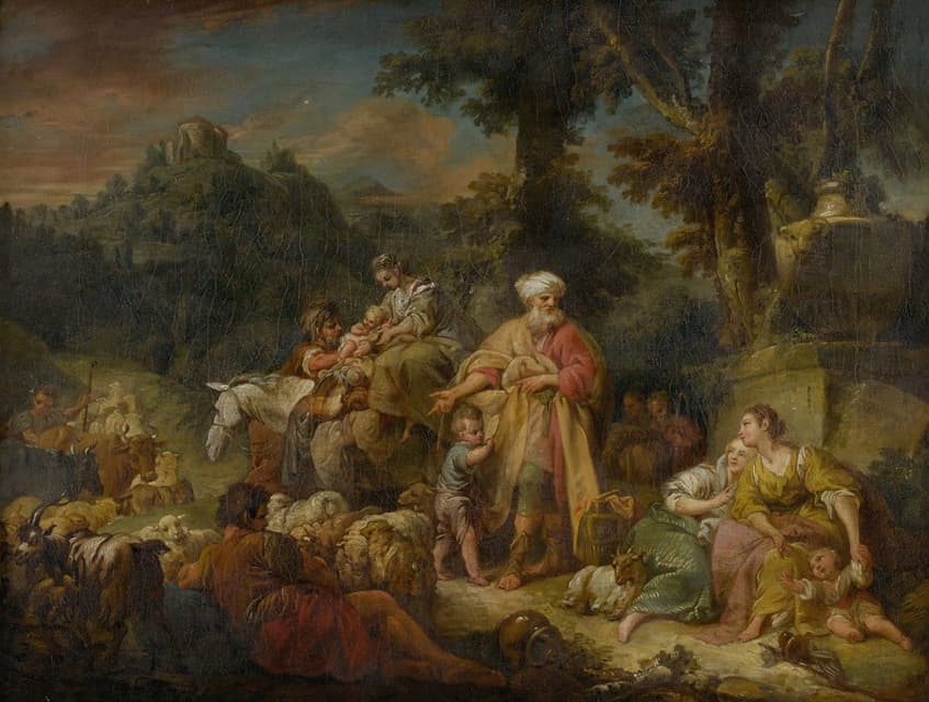 Circle Of François Boucher - Jacob and his family traveling to Egypt