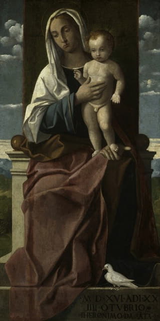 Girolamo da Santacroce - Virgin and Child Enthroned