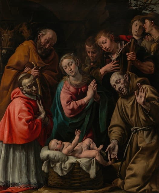 Tanzio da Varallo - Adoration of the Shepherds with Saints Francis and Saint Carlo Borromeo