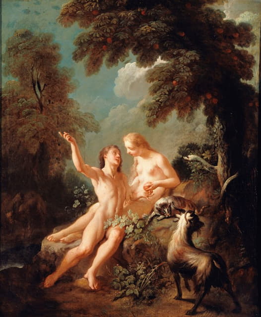 Jean-Joseph Dumons - Adam et Eve au Paradis
