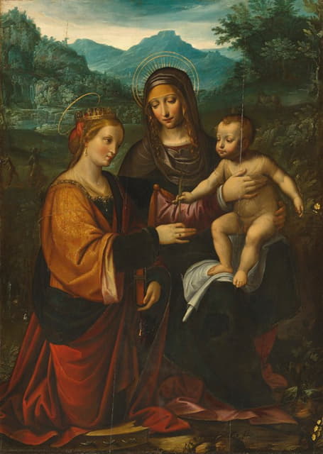 Andrea Bianchi - The Madonna and Child with Saint Catherine of Alexandria, in a landscape