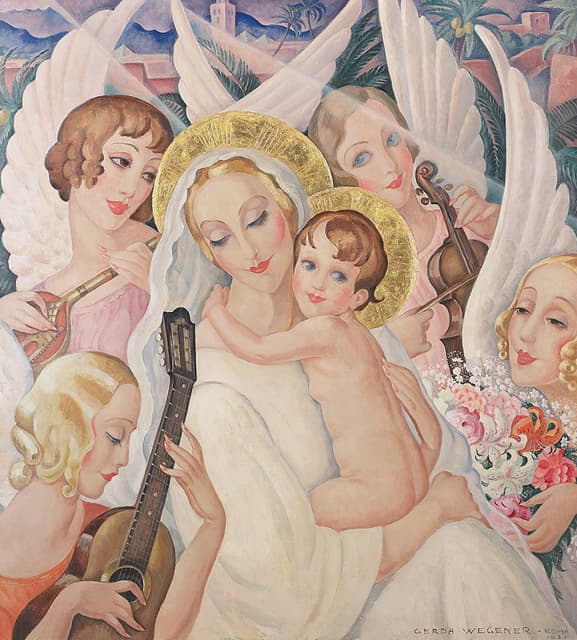 Gerda Wegener - Madonna med barn, omgivet af musicerende engle