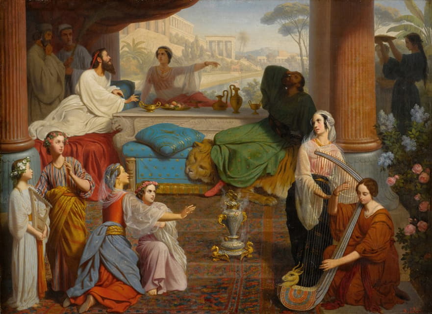 Auguste Jean-Baptiste Leloir - Queen Esther Denouncing Haman